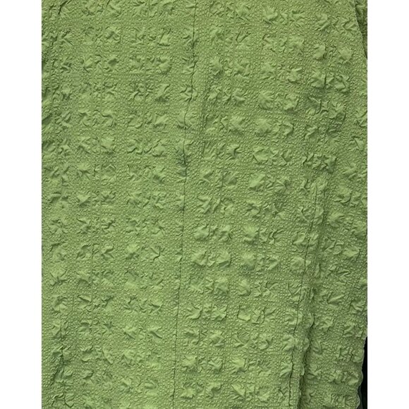 Rafael Womans Textured Lime Green Abalone Button-Up Plisse Shacket Blouse 2X - Picture 5 of 9